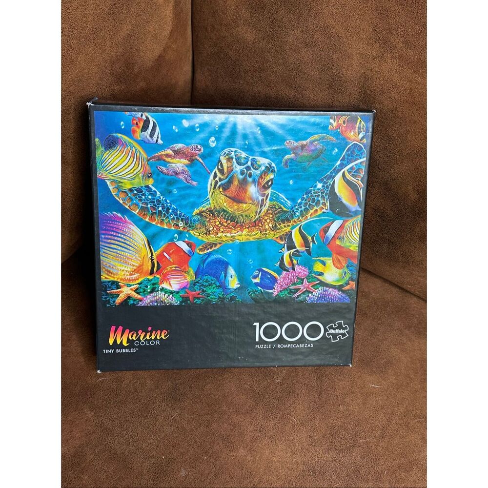 Buffalo Games Marine Color Tiny Bubbles 1000 Piece Puzzle Sea Turtle Sealed